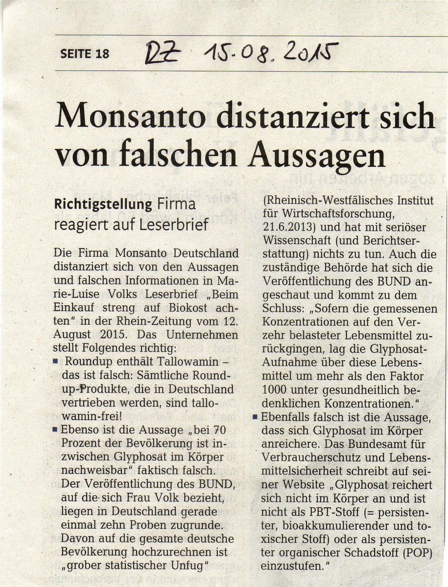 Monsanto distanziert sich 15082015